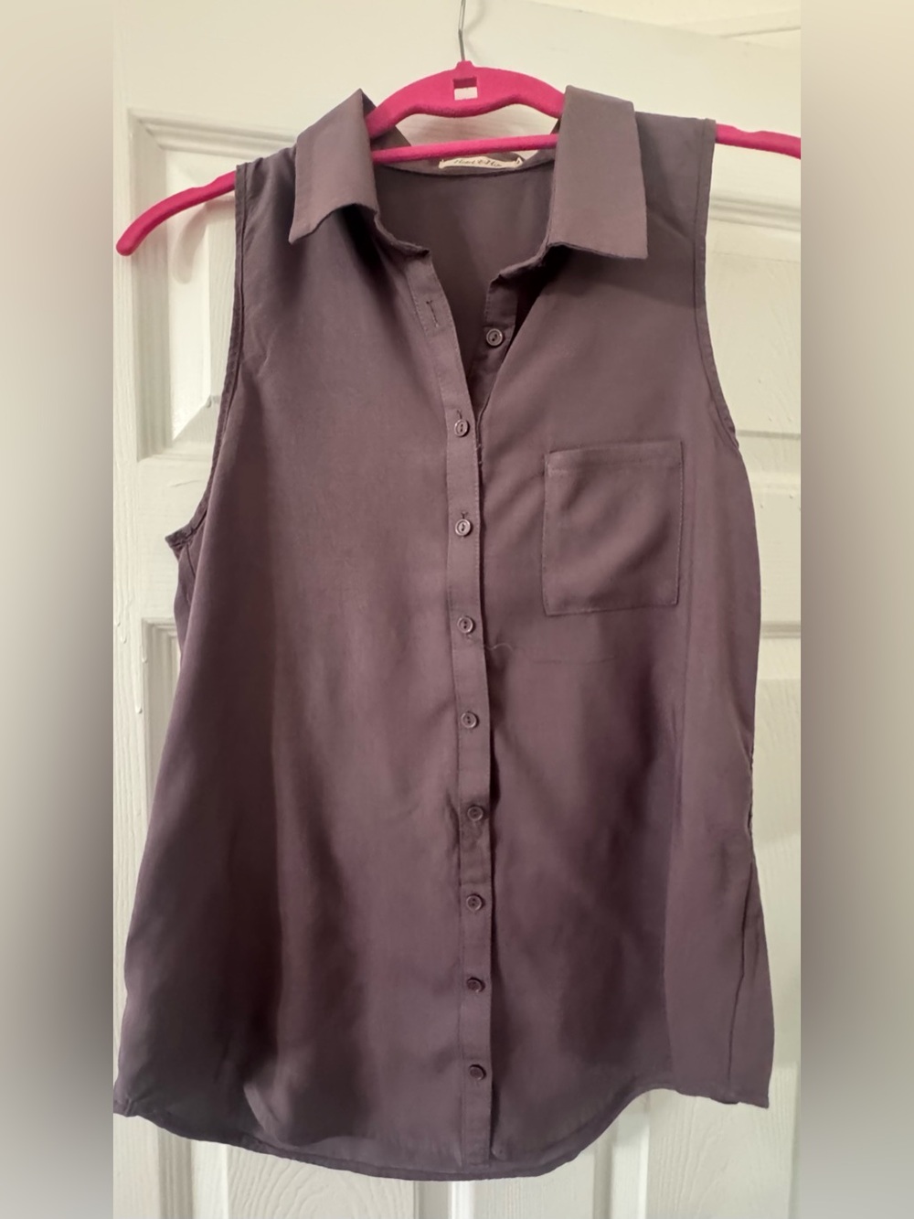 Heart Hips Sleeveless Button-Down Blouse in Mauve